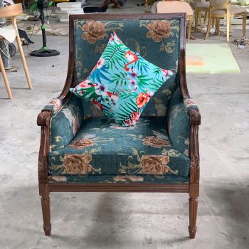 Sofa LOUIS XVI Đơn Gỗ Walnut Bọc Vải Hoa | Nội Thất Louis