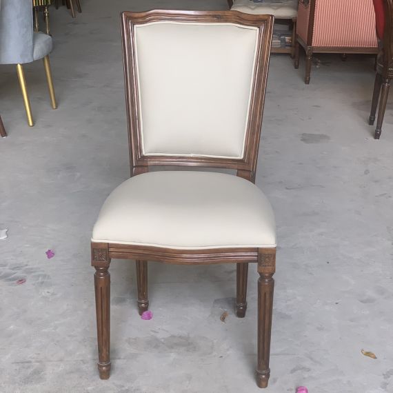 Ghế Louis XVI Gỗ Cao Su Tựa Vuông Bọc Da CÔng Nghiệp (Simili) LSXVI017
