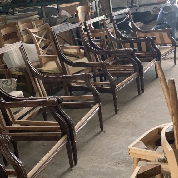 Sofa LOUIS XVI Đơn Gỗ Walnut Bọc Vải Hoa | Nội Thất Louis