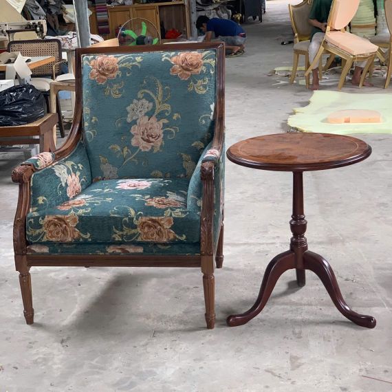 Sofa LOUIS XVI Đơn Gỗ Walnut Bọc Vải Hoa | Nội Thất Louis