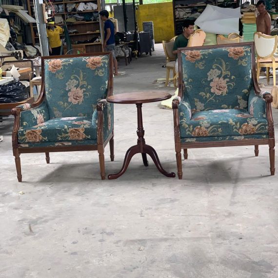 Sofa LOUIS XVI Đơn Gỗ Walnut Bọc Vải Hoa | Nội Thất Louis