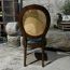 Ghế Louis XVI Lưng Đan Mây Bọc Da Bò  LSXVI021